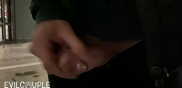 Dick Flashing and Cumshot in Parking Lot while People Walk by ( CUM on my Nike Air ) Cum Walk